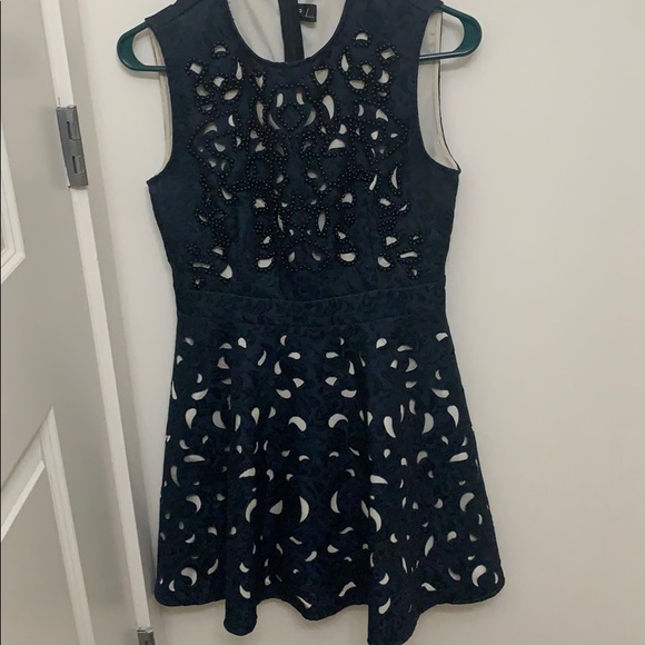 Navy cutout fit and flare dress - Picture 8 of 14